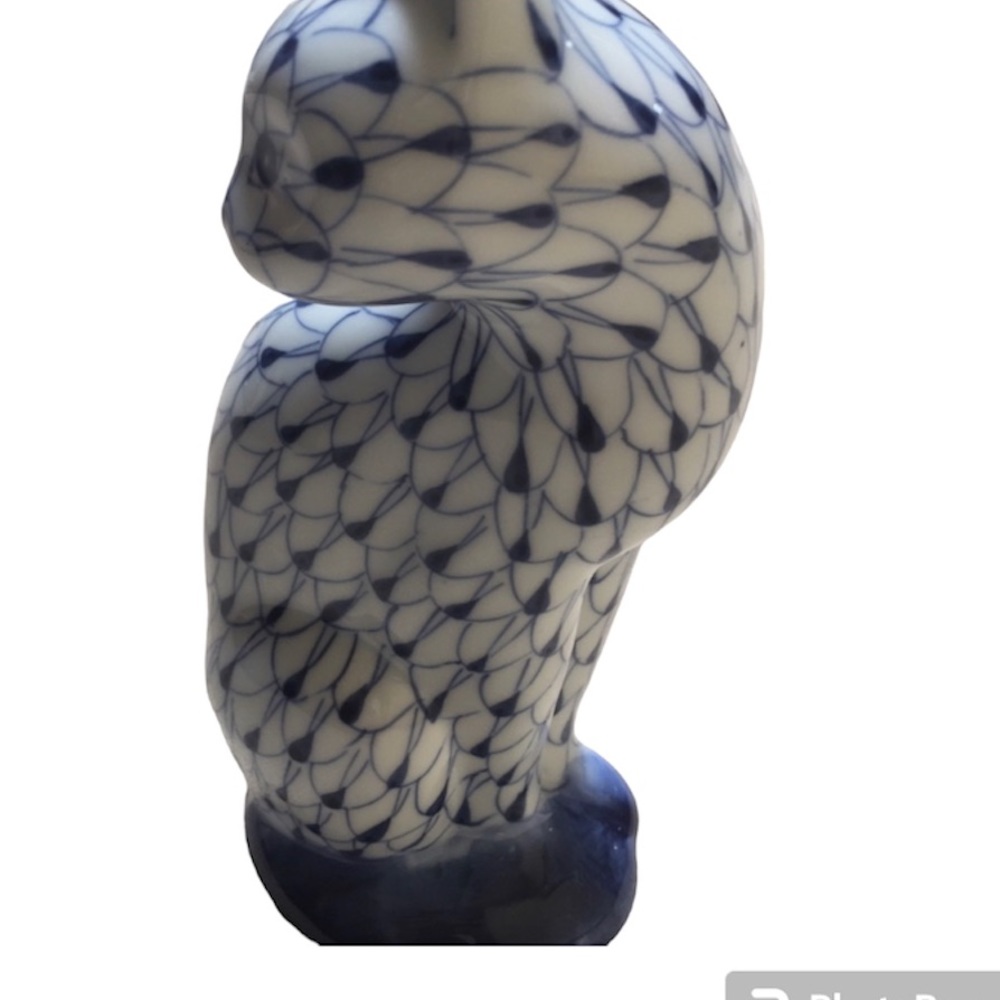 NEW Porcelain Cat Figurine Blue Fishnet Sadek mesh accent decoration figure - Picture 2 of 5